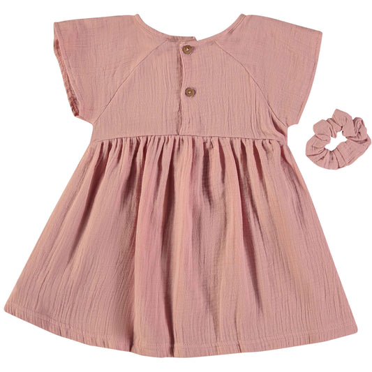 Vestido niña Rosa con coletero - BabyBol