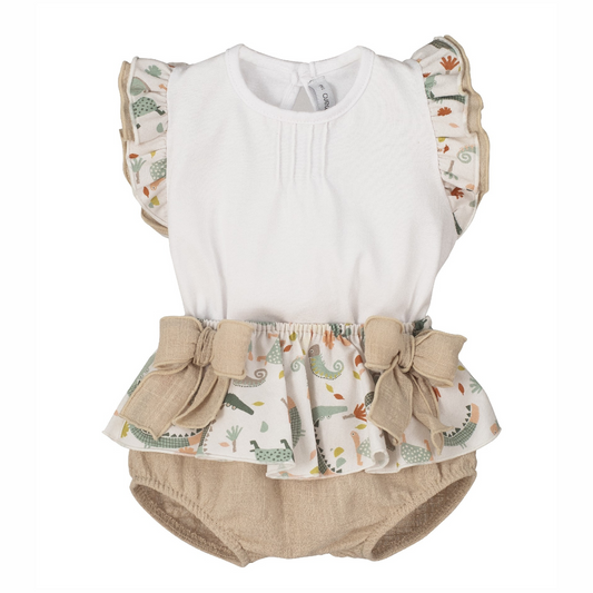 Conjunto pololo Mejorana beige lazo - Calamaro