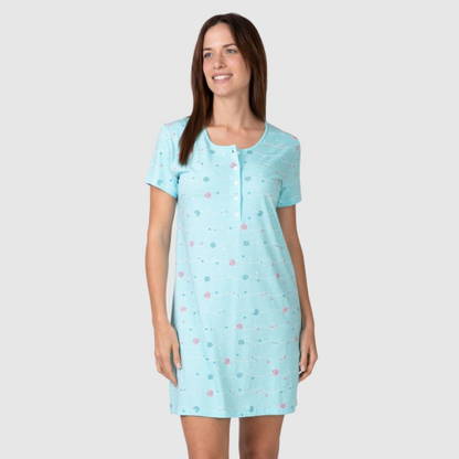 Camisón manga corta estampado turquesa - Massana