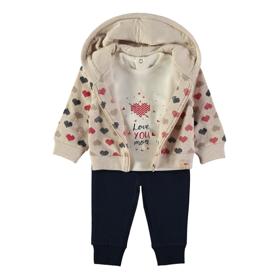 Conjunto Chaqueta, Camiseta y Pantalón Corazones – Babybol
