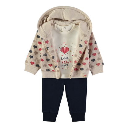 Conjunto Chaqueta, Camiseta y Pantalón Corazones – Babybol
