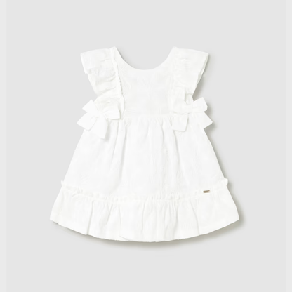 Vestido niña blanco bordado Flores - Mayoral