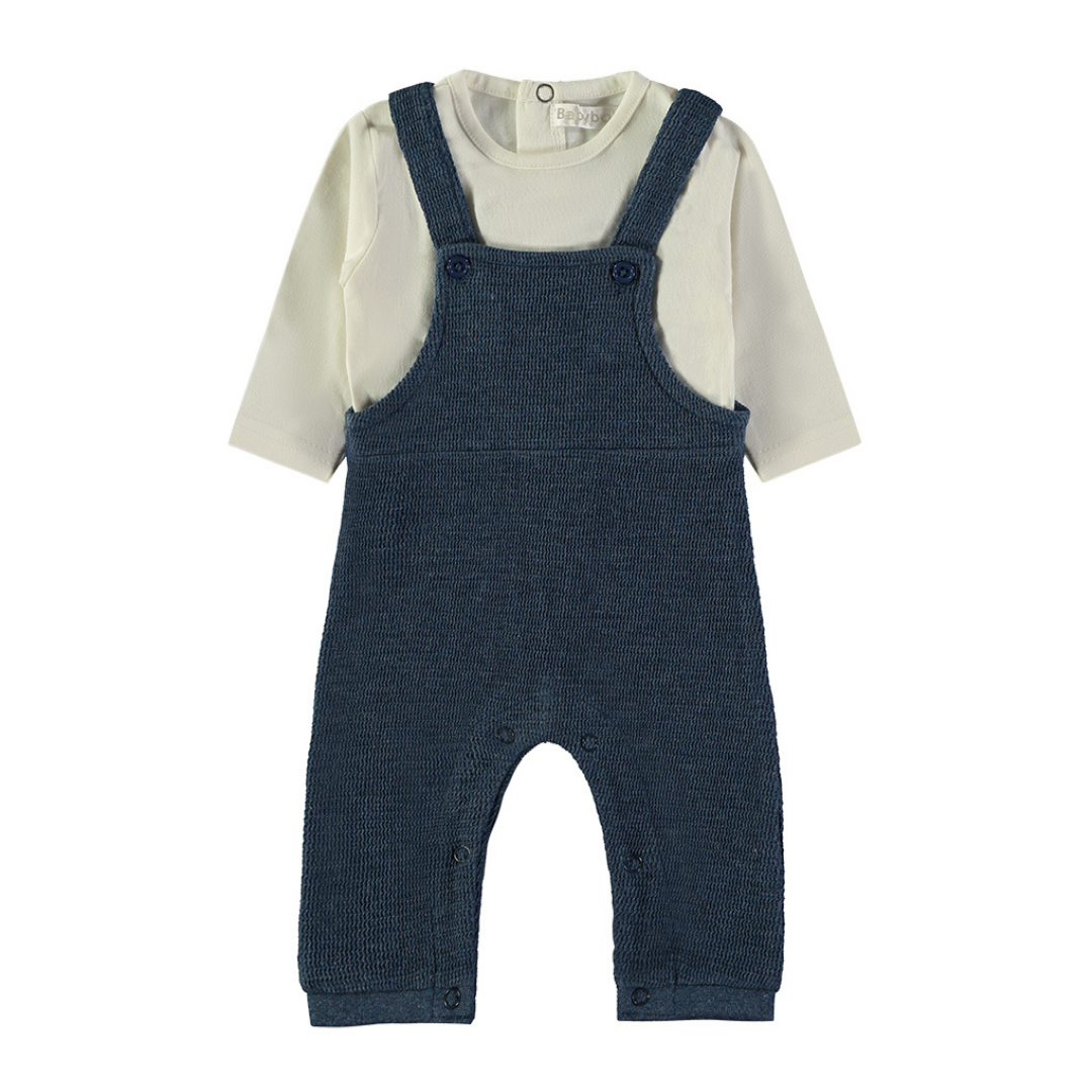 Conjunto Peto de Punto Azul Marino y Camiseta – Babybol