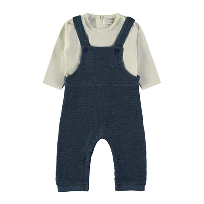 Conjunto Peto de Punto Azul Marino y Camiseta – Babybol