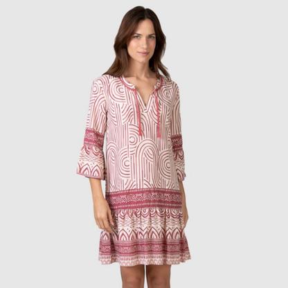 Vestido manga corta estampado Gráfico arcilla - Massana