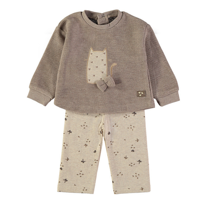 Conjunto Punto Gatito Beige – Babybol