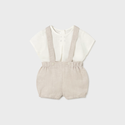 Conjunto peto con tirantes bebé niño trigo- Mayoral