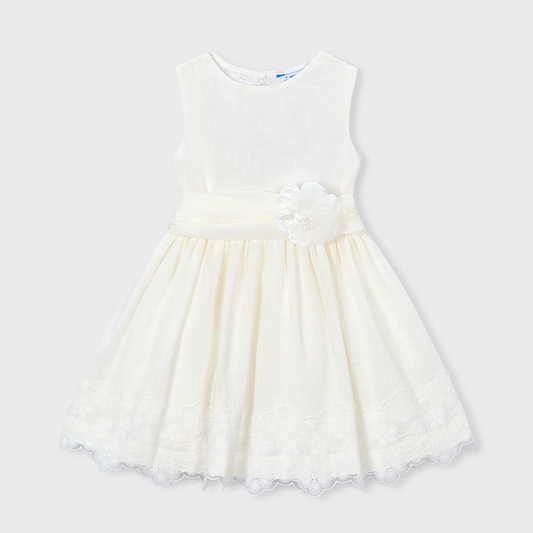 Vestido crema ceremonia Encaje niña   - Mayoral