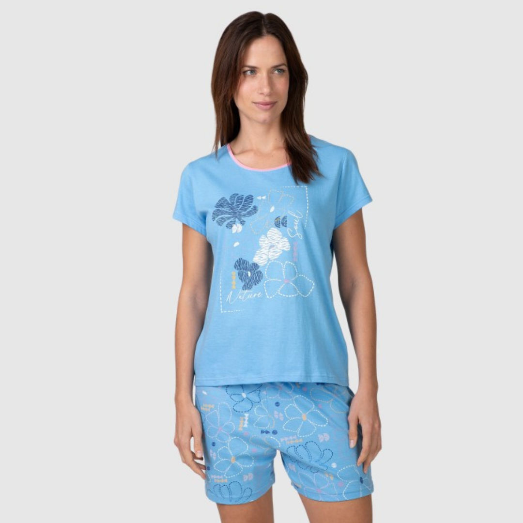 Pijama manga corta estampado azul - Massana