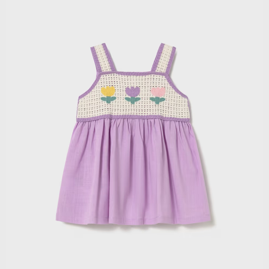 Vestido niña combinado crochet Tulipanes - Mayoral
