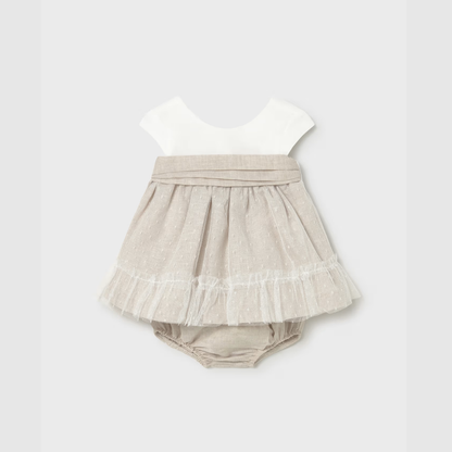 Vestido con ranita ceremonia Beige - Mayoral