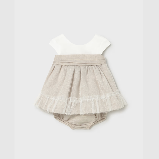 Vestido con ranita ceremonia Beige - Mayoral