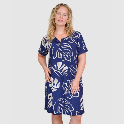 Camisón manga corta botones estampado marino - Massana