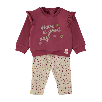 Conjunto Sudadera Flores Granate – Babybol