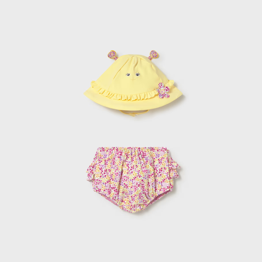 Conjunto de bañador pañal y gorro Flores - Mayoral