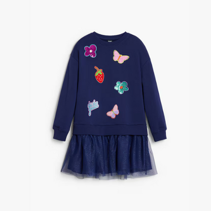 Vestido falda tul figuras - Desigual