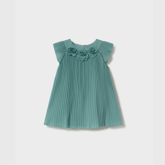 Vestido niña plisado flores Roma Menta - Mayoral