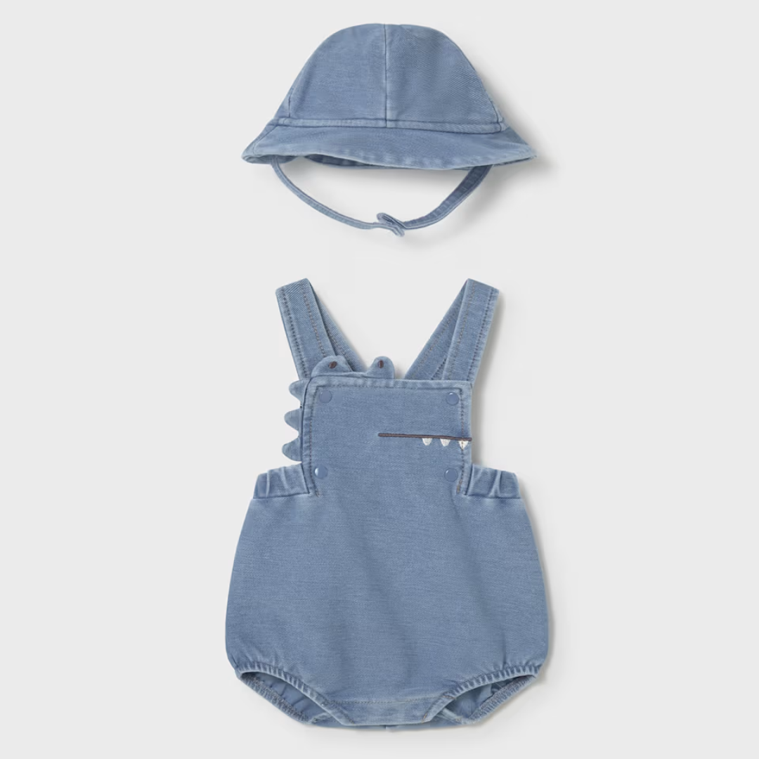 Peto y gorro bebé Dino denim - Mayoral