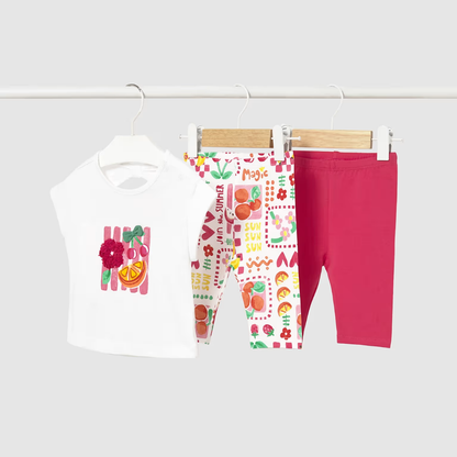 Conjunto bebé 3 piezas leggins Frutas Hibisco - Mayoral