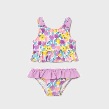 Bikini Flores violeta con volantes - Mayoral