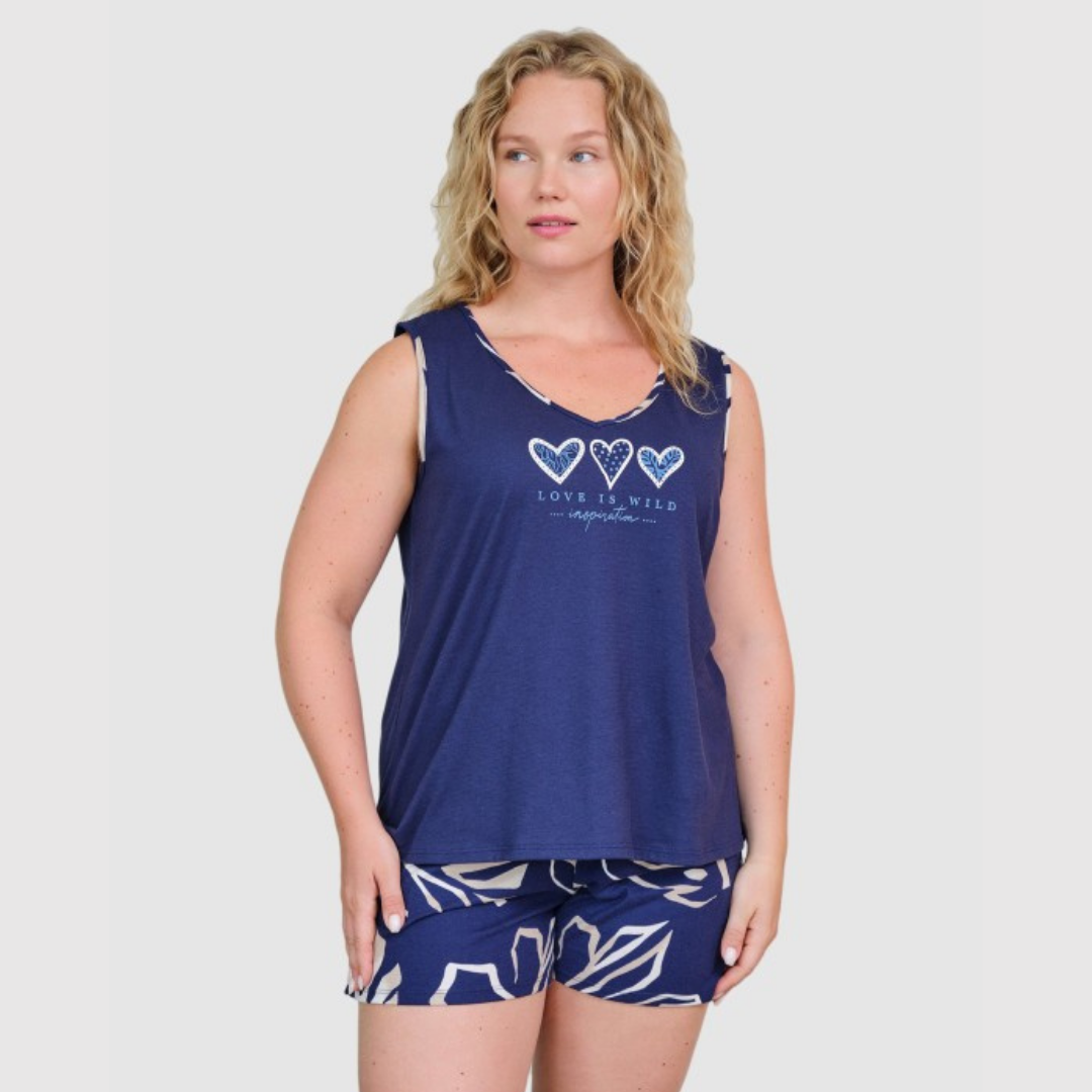 Pijama sin manga estampado marino - Massana