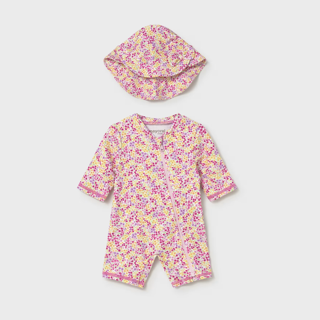 Bañador enterizo y gorro Flowers - Mayoral
