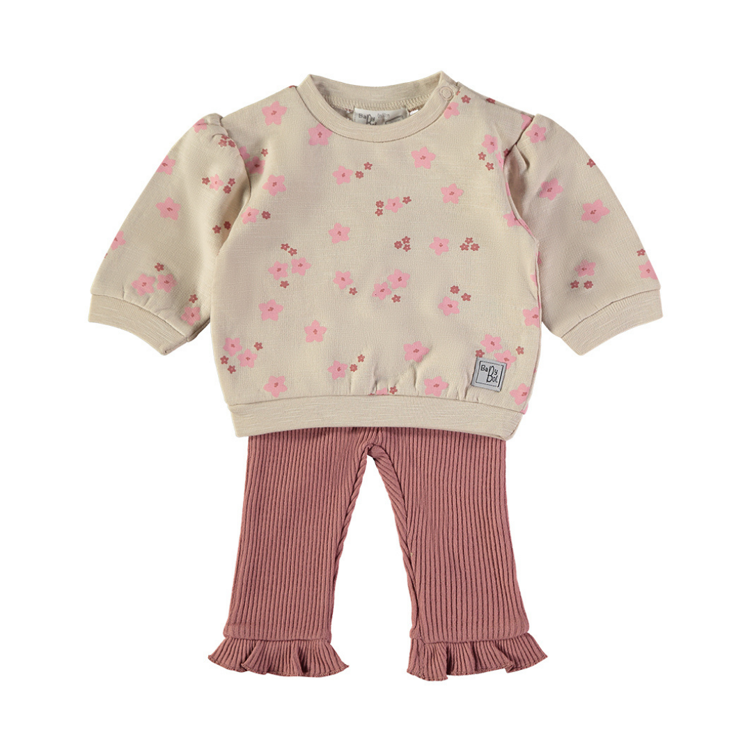 Conjunto Sudadera y Pantalón Flores Rosa – Babybol
