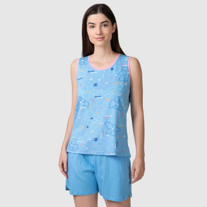 Pijama sin manga estampado azul - Massana