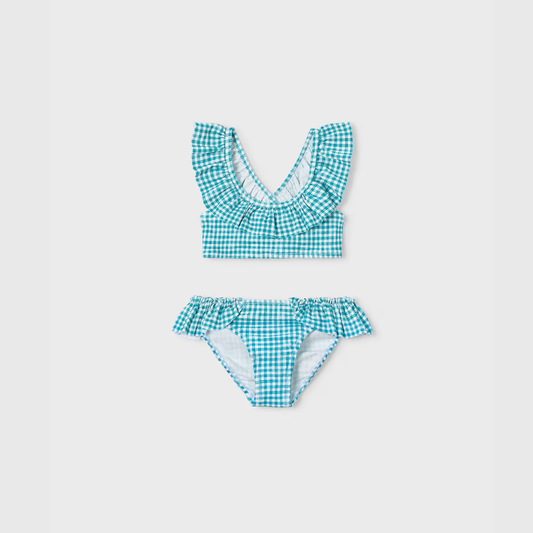 Bikini vichy Menta con volantes - Mayoral