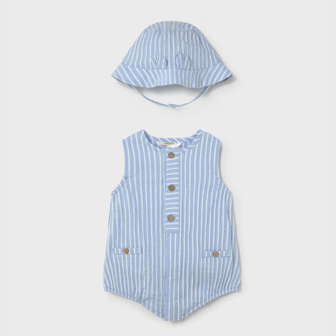 Conjunto bebé rayas azul denim - Mayoral