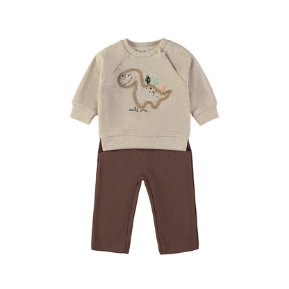 Conjunto Sudadera Dinosaurio y Pantalón Marrón – Babybol