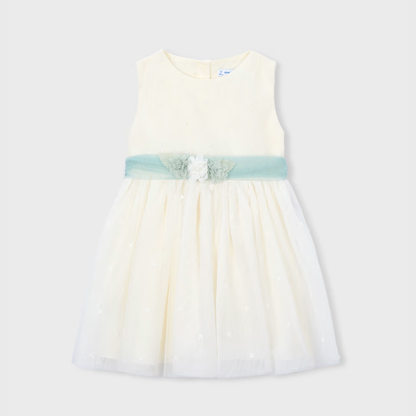 Vestido niña bordado Tul lazada verde - Mayoral