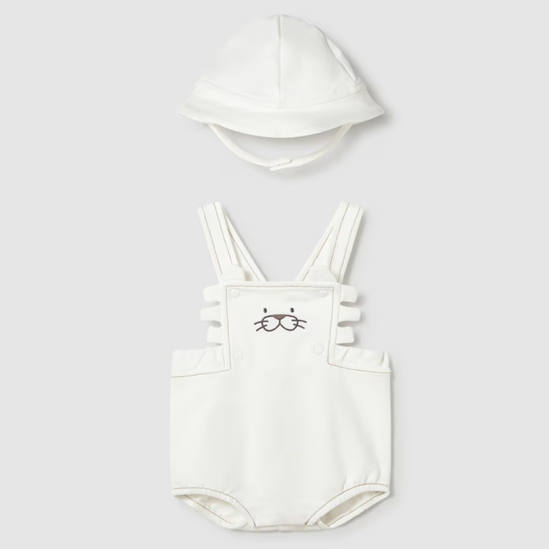 Peto y gorro bebé Gato blanco - Mayoral