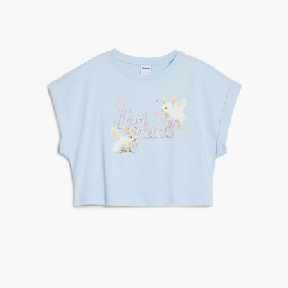 Camiseta cropped logo brillo conejos - Desigual