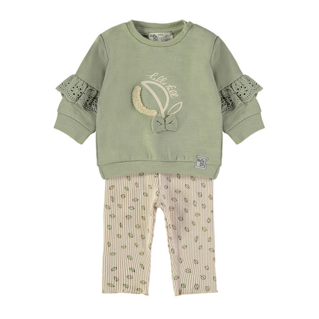 Conjunto Sudadera y Pantalón Floral Verde – Babybol