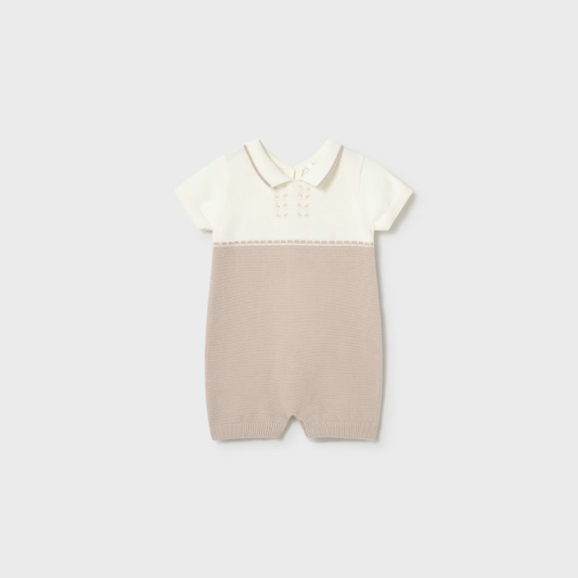 Pelele tricot cuello Beige - Mayoral