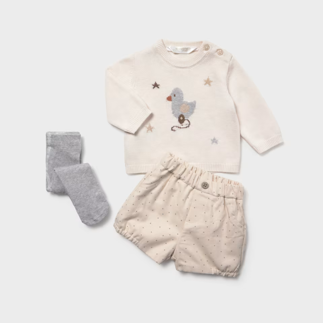 Conjunto 3 piezas Patito beige - Mayoral