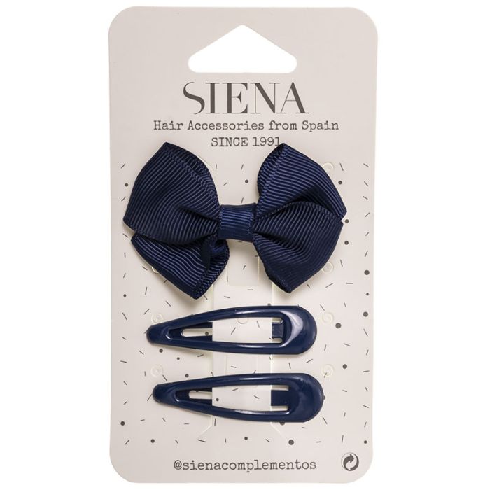 Lazo mariposa clip mediano + 2 trabas lisas - Siena