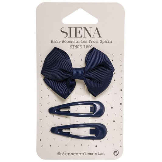Lazo mariposa clip mediano + 2 trabas lisas - Siena