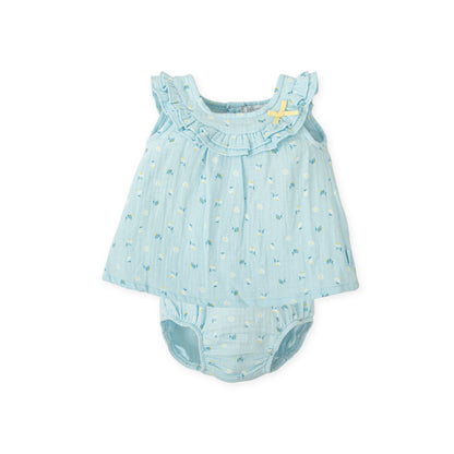 Vestido con braguita Flores Aguamarina - Tutto Piccolo