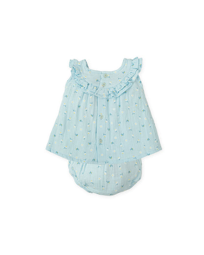 Vestido con braguita Flores Aguamarina - Tutto Piccolo