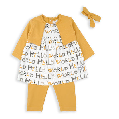 Conjunto dos piezas con cinta Hello world - BabyBol
