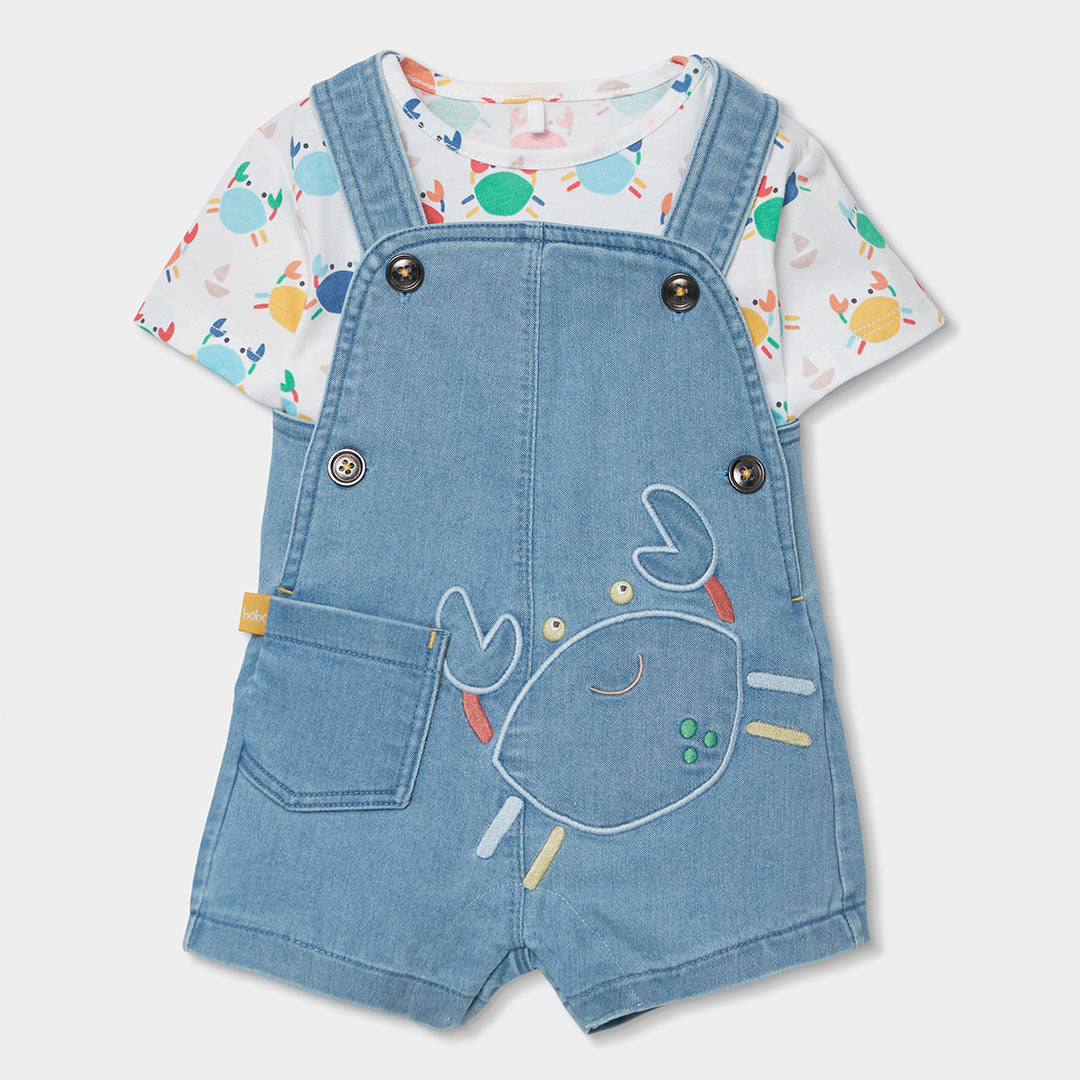Peto y camiseta estampado cangrejo denim - Boboli