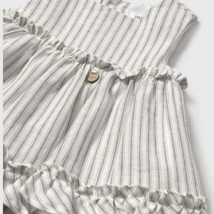 Vestido con cubrepañal rayas natural- Mayoral