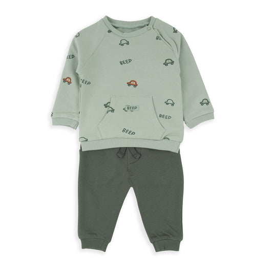 Conjunto chandal verde Coches beep - BabyBol
