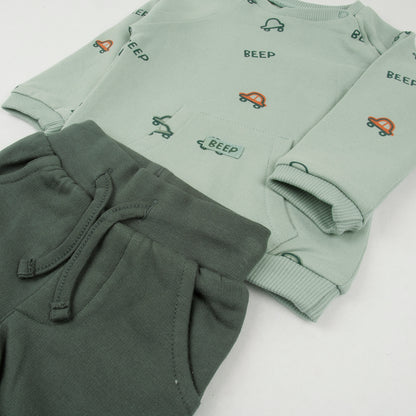 Conjunto chandal verde Coches beep - BabyBol