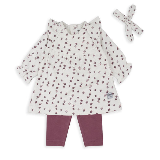 Vestido frambuesa flores volantes - BabyBol
