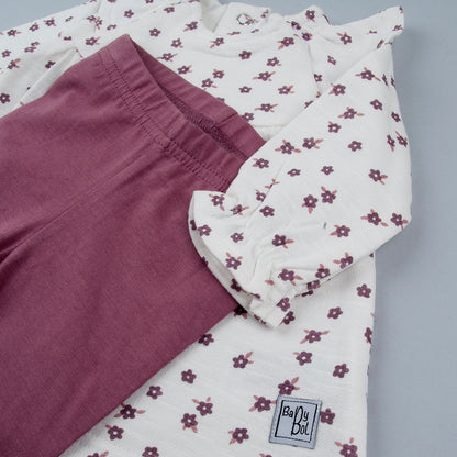 Vestido frambuesa flores volantes - BabyBol