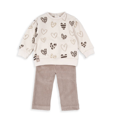 Conjunto 2 piezas Corazones beige - BabyBol