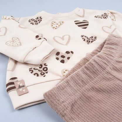 Conjunto 2 piezas Corazones beige - BabyBol